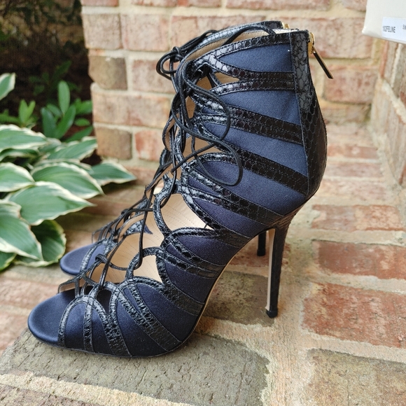 PRISTINE! JIMMY CHOO "FELINE" BLUE SUEDE AND ELAPHE SNAKE BOOTIES, 39 - Picture 7 of 16